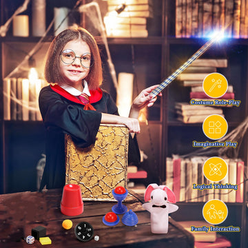 Skirfy Magic Tricks-Magic Kit for Kids Age 6-8 Magic Set with Magician Costume Magic Wand  for Kids Boys Girls Ages 6 7 8 9 10 11 12