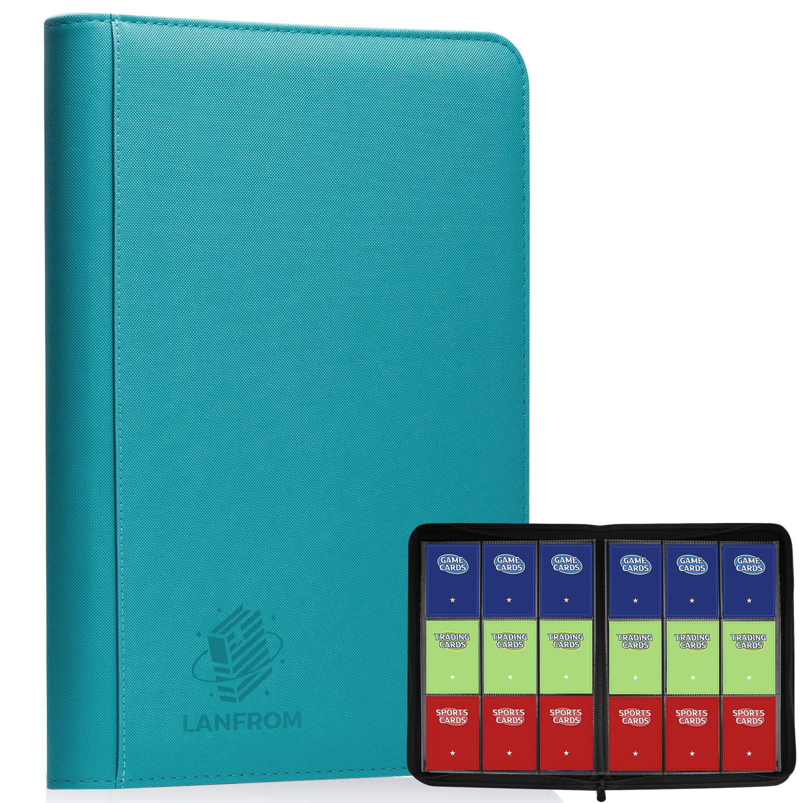 9 Pocket Card Binder  enhanced Ringless Trading Card Binder 360 Side Loading Pocket PU Card Collection Binder  Sturdy Collectible Card Albums Card Folder for MTG  TCG  Sports Cards  Game Cards-Teal