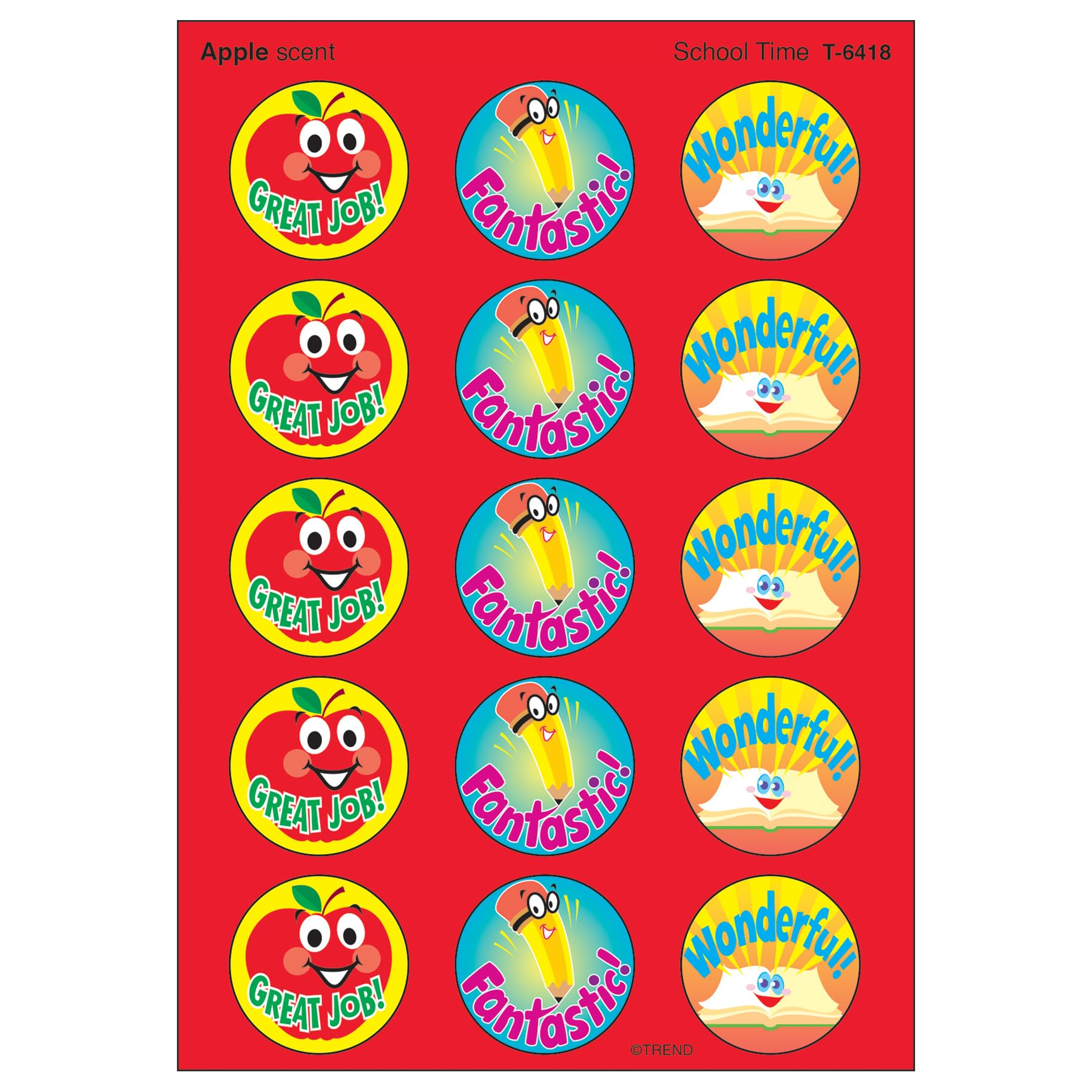 Trend School Time/Apple Stinky Stickers, Classroom Incentives, 60 Count