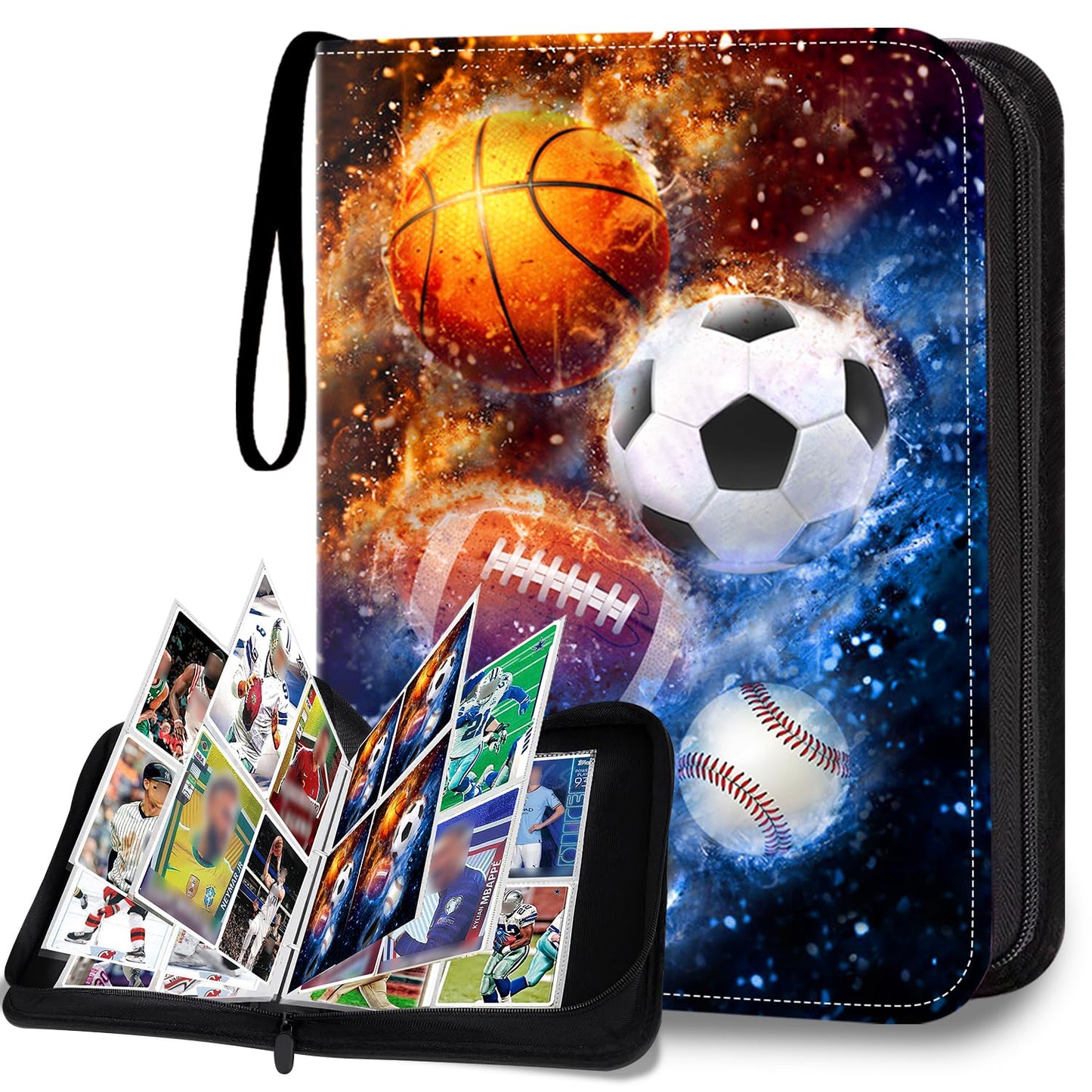 Hesplus 400 Pockets Sports Card Binder, Sports Trading Cards Display Case With Sports Card Sleeves Card Holder Protectors Set Fo