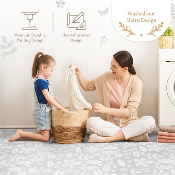 Popsykosy enhanced Exercise & Baby Foam Play Mats - Stylish & Large Non-Toxic Puzzle Floor Mat - 6 Tiles - Spacious 6ft x 4ft - Peel-Resistant Reinforced Ver. - Soft  Thick  Waterproof - Tranquil Gray