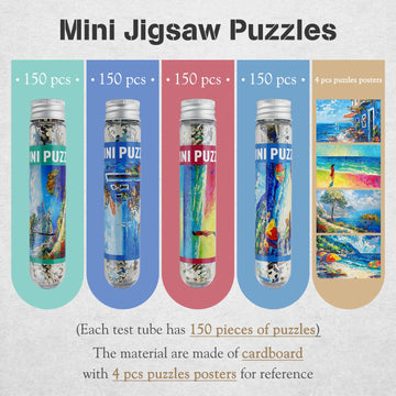 Misitu Small Jigsaw Puzzles For Adults Challenging Puzzle Small Puzzles Mini Jigsaw Puzzles For Adults 150 Pieces Micro Tiny Puzzels Beach Art Puzzles Travel Puzzles 6 X 4 Inches, 4 Packs