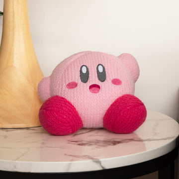 Tomy Nuiguru Knit Kirby Plush - Waving Kirby Plushie - Crochet Plushies - Collectible Crochet Stuffed Animals - Soft Cozy Plush Toys And Kirby Room Decor - 6 Inch