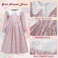 Fortmac Prairie Dress Girls Pioneer Colonial Costume Floral 1800S Pilgrim Costume With Apron And Bonnet Pink 11-12Y