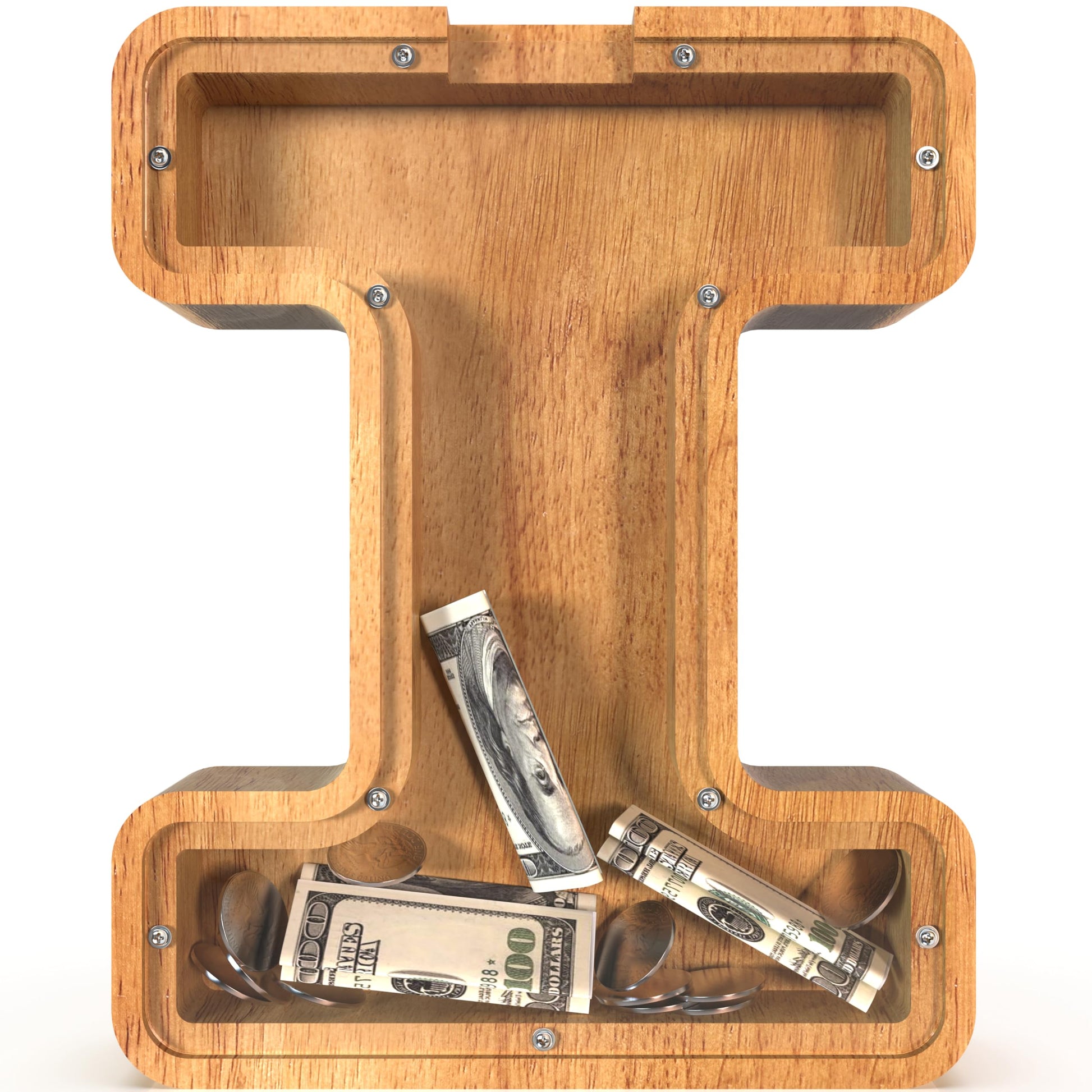 Sulevalt 12  Extra Large Wooden Letter Piggy Banks - Piggy Banks for Boys Girls Kids  Alphabet Money Banks with Initial I - Coin Banknote Bank Birthday/Christmas for Kids