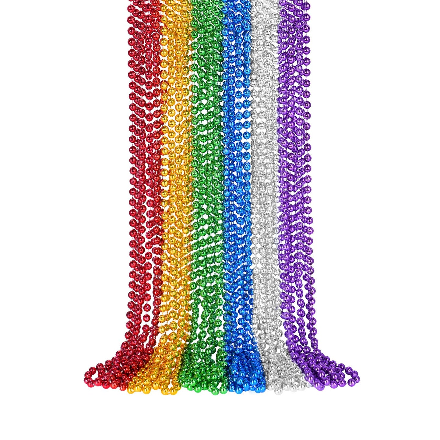 YAXINRUI 24pcs Mardi Gras Beads Necklaces, Metallic Beads Necklaces for Mardi Gras Party, Christmas Party, St. Patrick's Day, Me