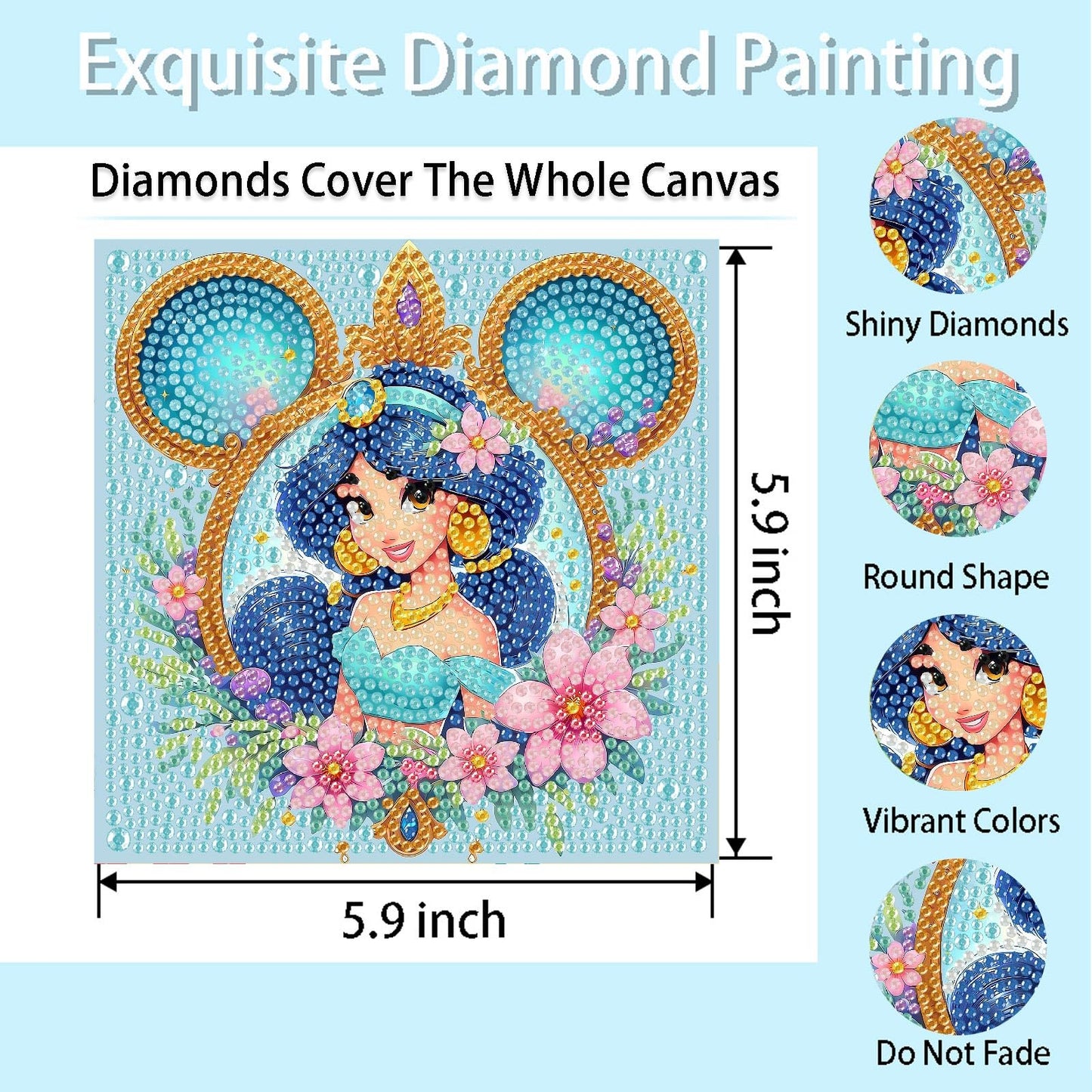 nekpiahu Diamond Art Painting Kits for Kids, 6 Pack Cartoon Gem Crafts, 6x6 inches, Suitable for Ages 4-12, Color Variants JXDXZ09-JX