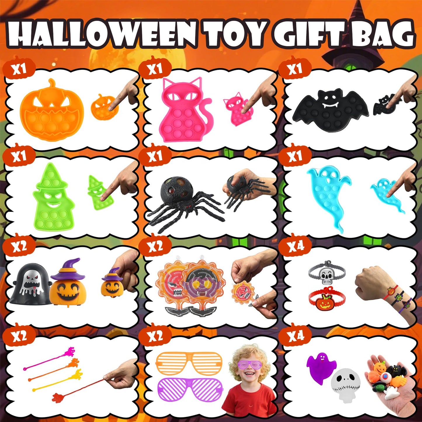 600Pcs Halloween Party Favors for Kids, Halloween Toys Bulk Fidgets for Party Supplies, Halloween Treats Non Candy, Goodie Bag S