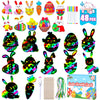 Max Fun Easter Crafts Kit Rainbow Color Scratch Paper Easter Ornaments (48 Counts)-Easter Craft Kit for Kids Easter Basket Stuff