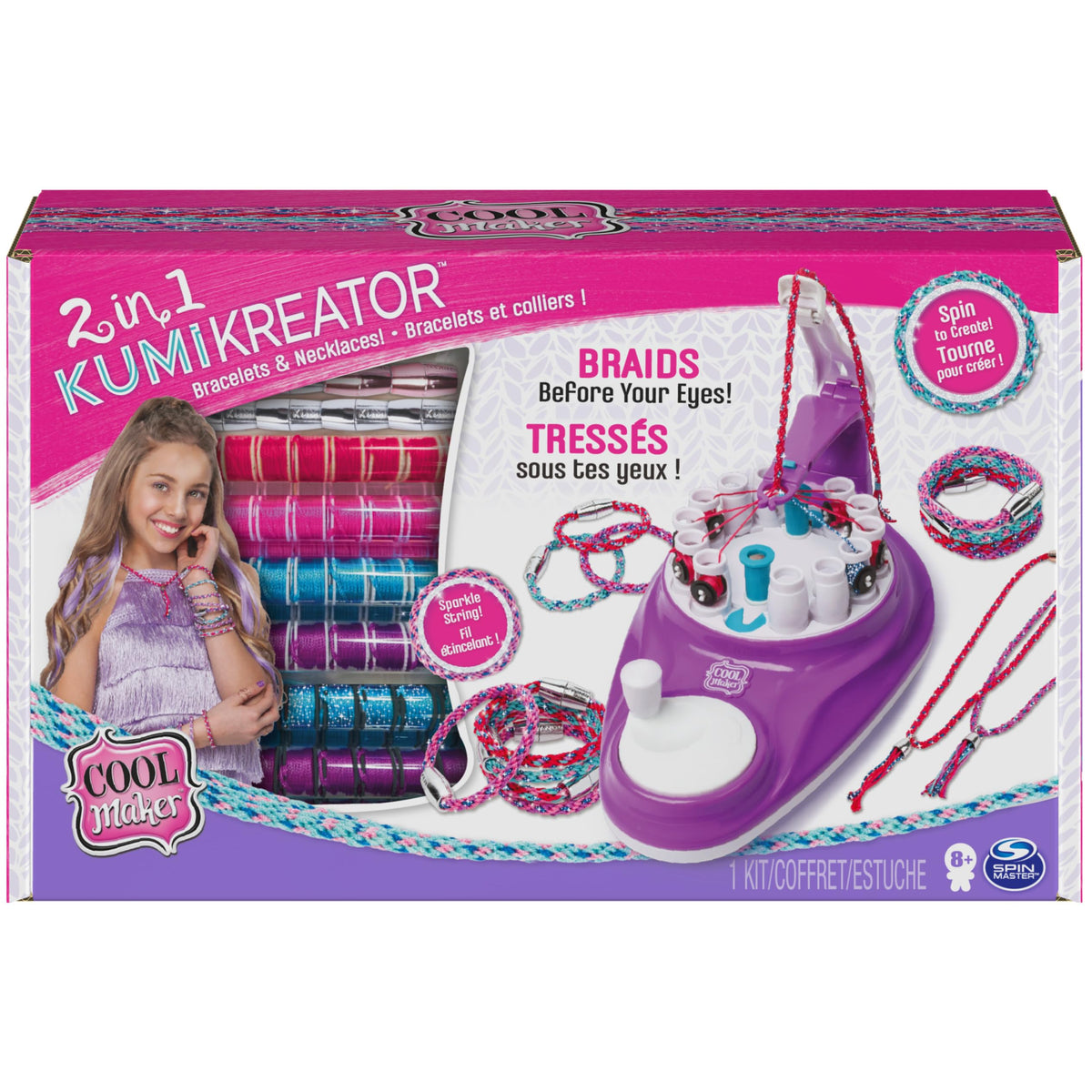 Cool Maker, KumiKreator Bead & Braider Friendship Necklace and Bracelet Making Kit, Arts & Crafts Kids Toys for Girls Ages 8 and