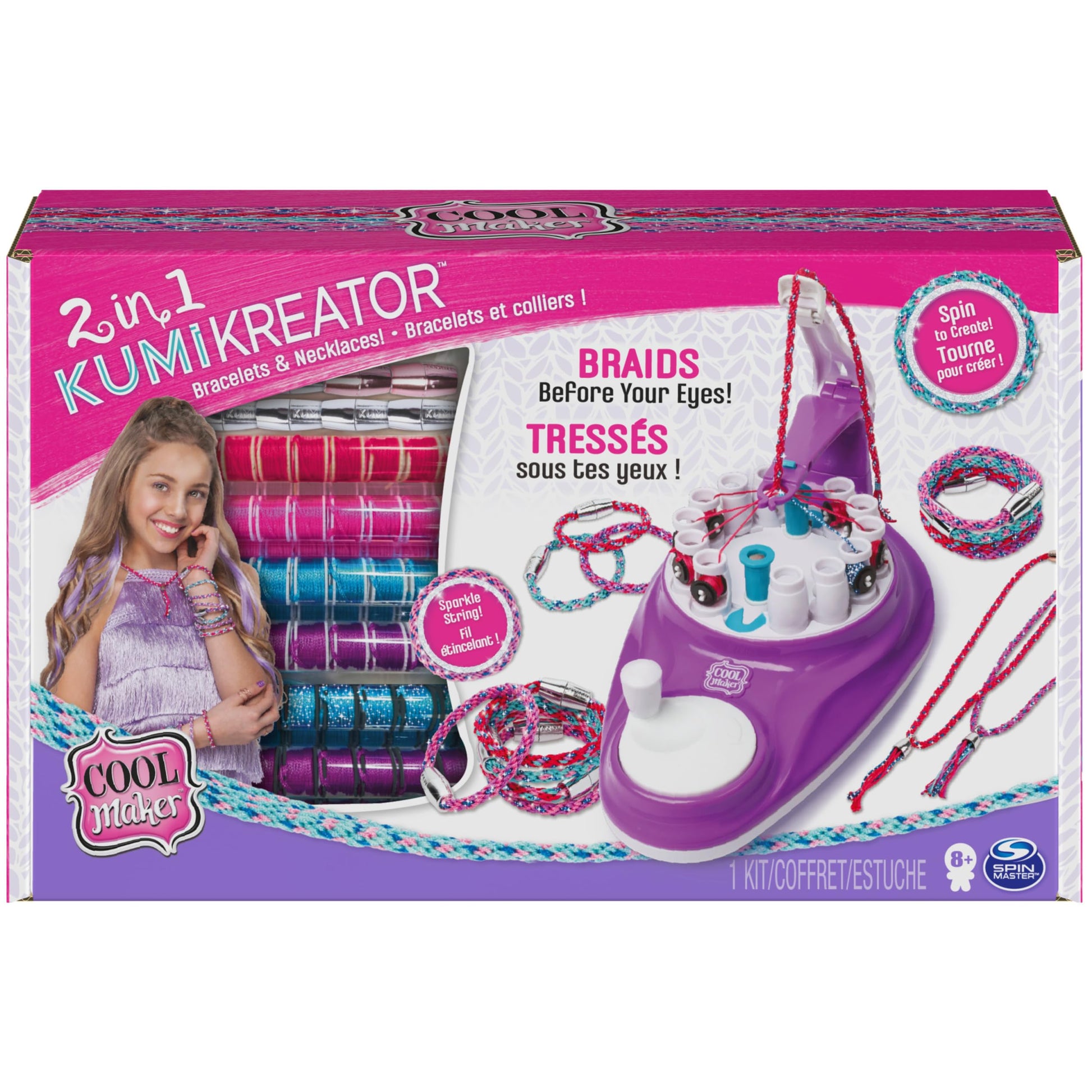Cool Maker, KumiKreator Bead & Braider Friendship Necklace and Bracelet Making Kit, Arts & Crafts Kids Toys for Girls Ages 8 and