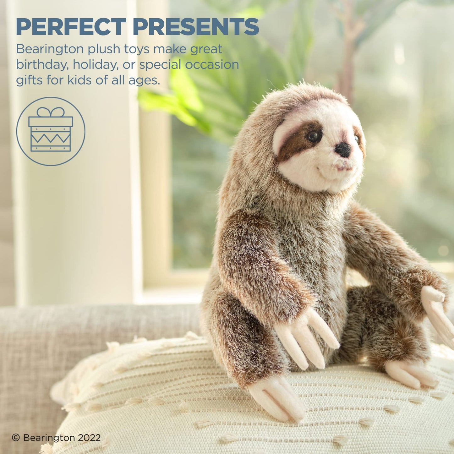 Bearington Simon Plush Sloth Stuffed Animal, 10" Soft Toy, 500402, 10" Color