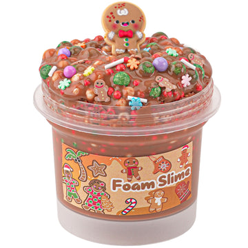 Gingerbread Man Brown Foam Slime - Christmas Stocking Stuffers For Kids, Good Stretchy & Non-Sticky Crunchy Slime Sensory Toys F