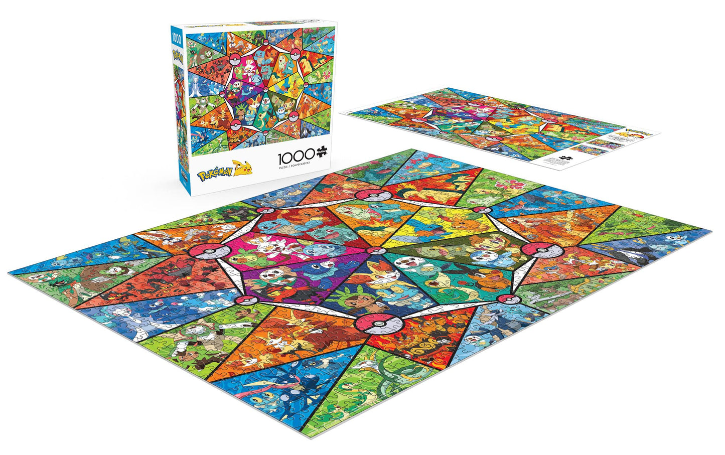 Buffalo Games Pokemon Stained Glass Starters 1000 Piece Jigsaw Puzzle - Large Multicolor - Challenging for Game Nights, Model 11833