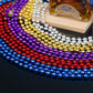 SHAOQINLIN 24 Pcs 33 Inch 7 mm Metallic Red Bead Necklace, Mardi Gras Party Beaded Necklace 4th of July Round Beads Necklace Bul