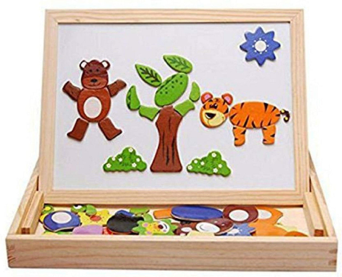 Royaldeals Kids Educational Learning Wooden Animal Magnetic Puzzle with Board Game (Multicolor)