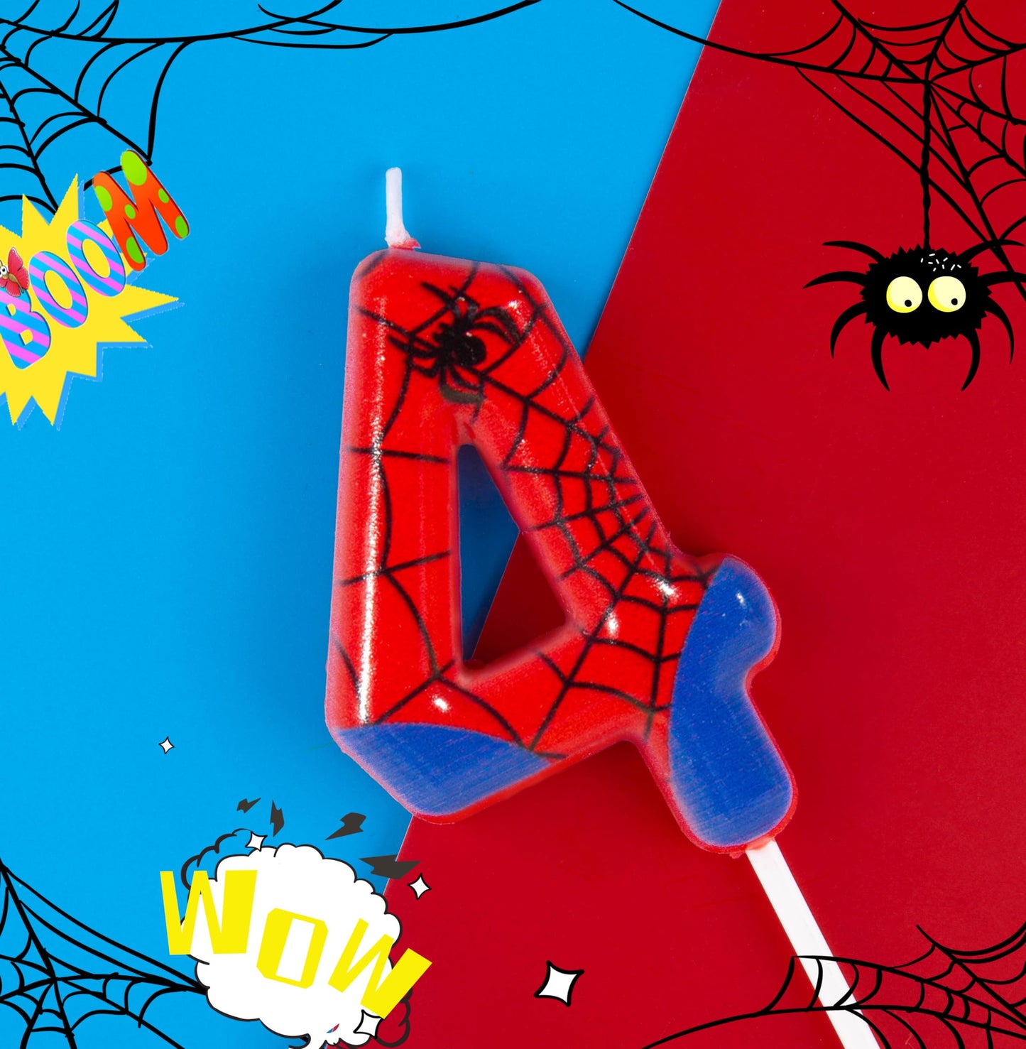 PHD CAKE Spider Theme Number 4 Birthday Candles, 2.76 Inch Wax Cake Toppers for Party Celebrations, Model Spider4