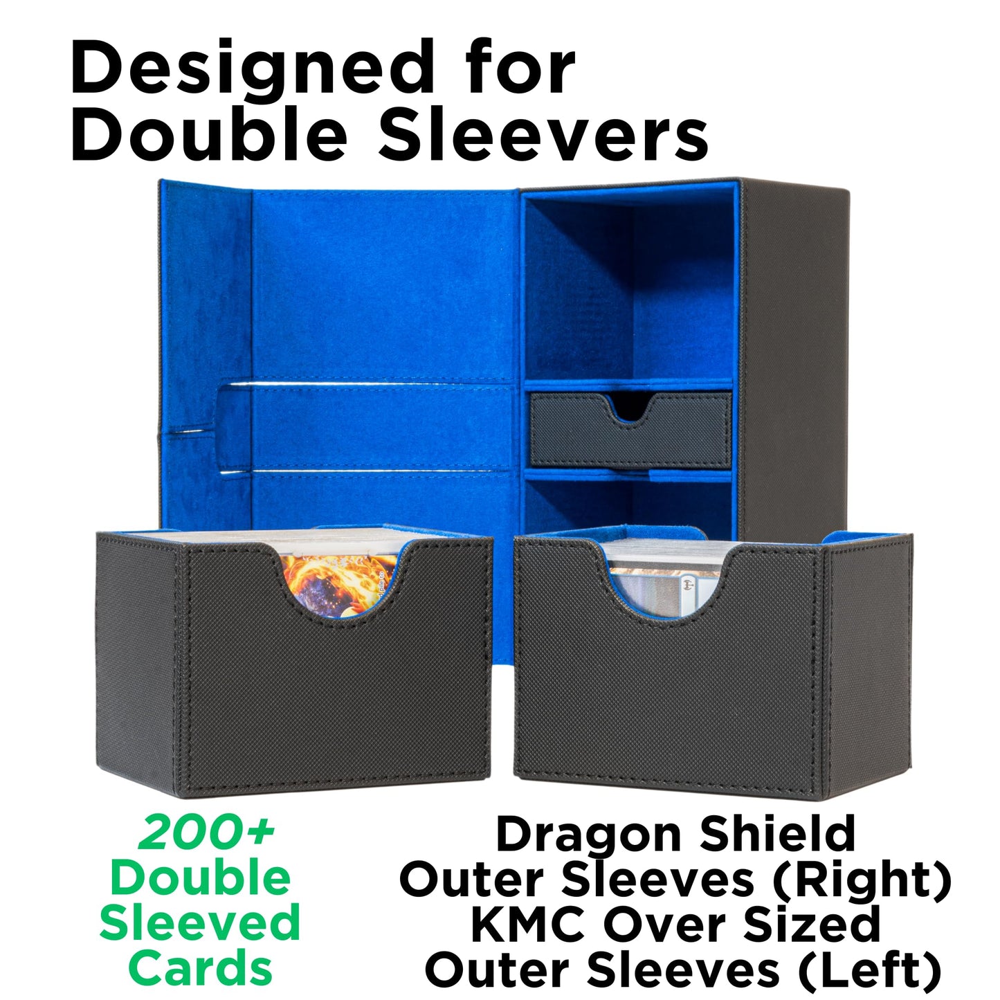 Infinity Vault enhanced Commander Deck Box - MTG Deck Box for 200+ Double Sleeved Cards - Dual Sideloading Case with Dice Tray - TCG  Lorcana  Magic the Gathering Card Box