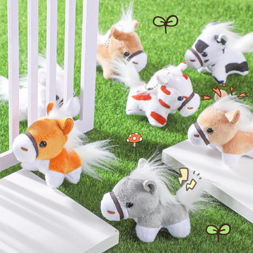 Hungdao 36 Pcs Horse Plush Stuffed Animals Bulk 3.15 Inch Cattle Horse Party Favors Realistic Stuffed Animals Stuffed Mini Plush Pets Toy For Farm Themed Birthday Party Gift Keychain
