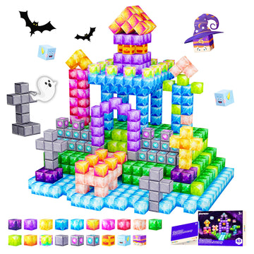 Silymoly Magnetic Blocks, Jewel Adventures Theme, Magnetic Building Cubes, Gemstone Magnetic Building Blocks Boys & Girls Toys A