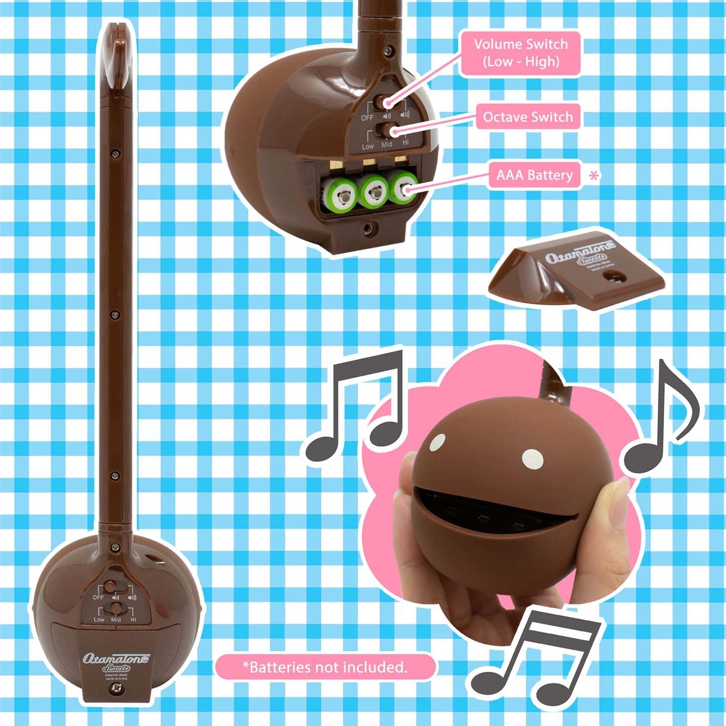 Otamatone Japanese Electronic Musical Instrument Portable Music Synthesizer from Japan by Maywa Denki Studio Award Winning  Educational Fun Gift for Children Teen mature-themed - Chocolate Strawberry Mint Set