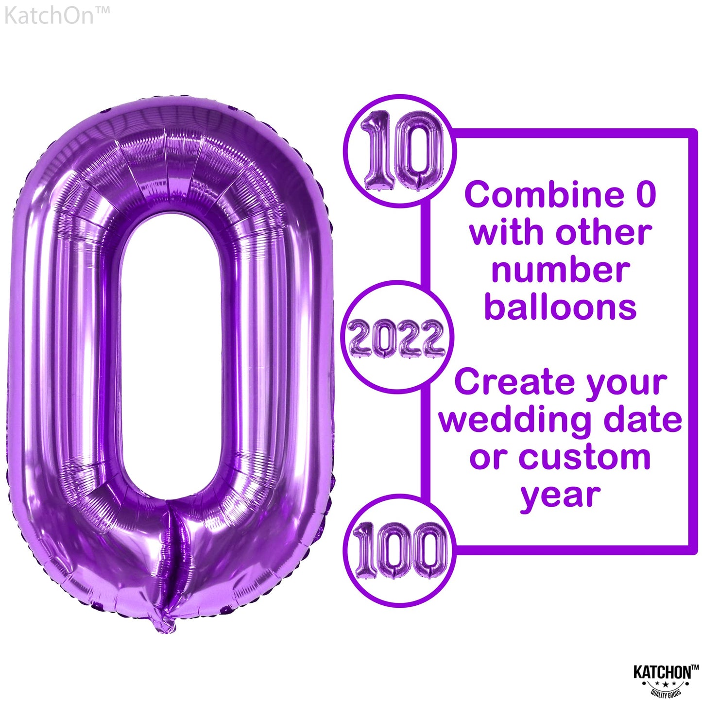 Giant, Purple 0 Number Balloons - 40 Inch | Pair 0 Digit Balloon To Other Number | Purple 0 Balloon Number For Birthday Party Supplies | Purple Number 0 Balloon For Mermaid Theme Birthday Decorations