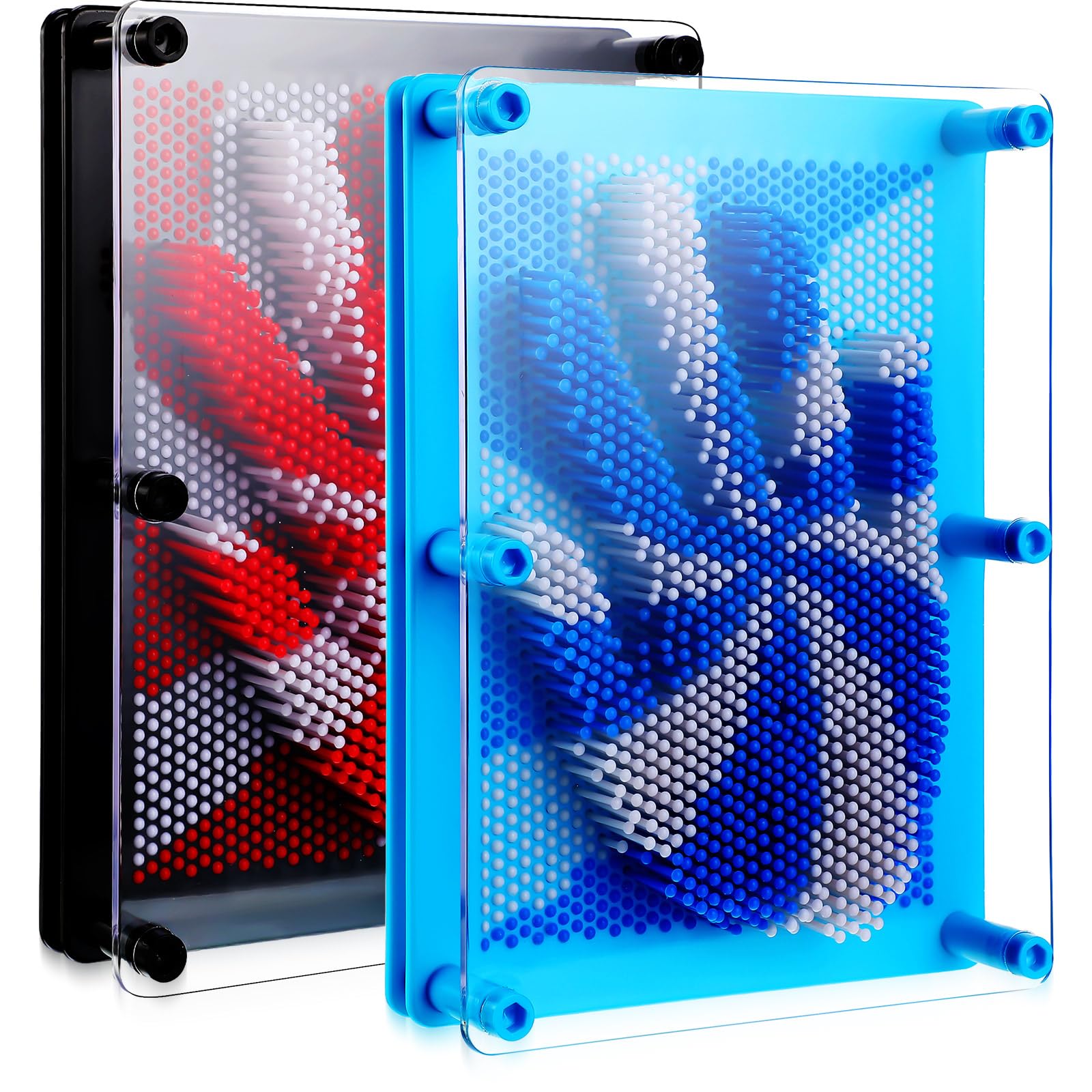 Jenaai 2 Pack Large 3D Pin Art Toy 8 x 6 Inch Plastic Pin Art Board Sensory Toy Intellectual Fun Impression Toy for Boys Girls mature-themed Creative Fidgets Christmas Birthday Gifts (Red and Blue Windmill)