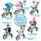 Costzon Tricycle For Toddlers, 4 In 1 Trike W/Parent Handle, Adjustable Canopy, Storage, Safety Harness & Wheel Brakes, Baby Pus