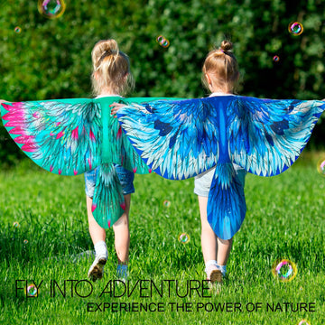Irolewin Bird-Wings-Costume For Kids And Headband - Eagle-Parrot-Owl Dress-Up-Wings For Girls Boys Halloween-Party Favors (Black)
