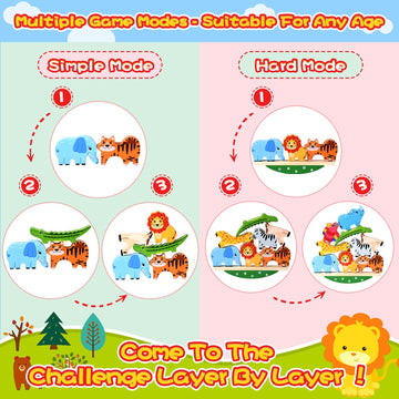 Atoylink Wooden Stacking Toys For Toddlers Cute Zoo Animals Stacking Blocks Balance Game Preschool Montessori Educational Toys For 2 3 4 5 Year Old Kids Boys Girls Gifts