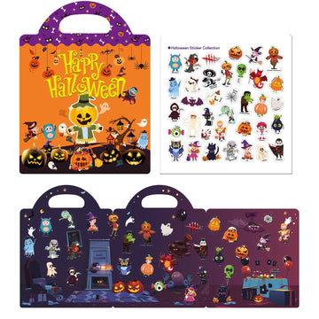 Halloween Reusable Sticker Books For Kids Activity Book Halloween Sticker Book For Toddlers Girls Boys Preschool Education Learning Travel Toys Halloween Party Favor Gift