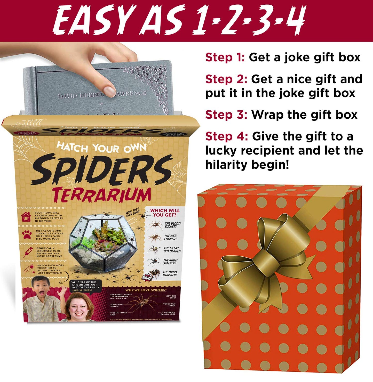 Prank Gift Box Hatch Your Own Spider Terrarium - Perfect Gag Gift And Funny White Elephant Idea