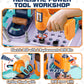 Lehoo Castle Kids Tool Bench, 32.5" Tall, Orange, Plastic, Model TT-006, Toddler Tool Set with Electric Drill, Pretend Play Toys for Ages 3-5