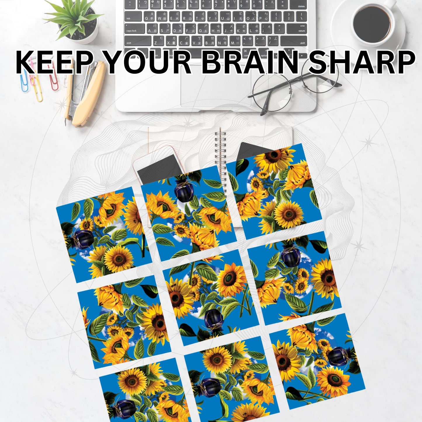 Scramble Squares- Sunflowers- 9 Piece Challenging Puzzle- Ultimate Brain Teaser and Mind Game for Children & Adults- Boosts Cogn