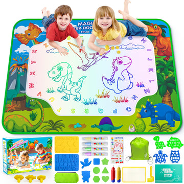 Water Doodle Mat for Kids 32x40 Inch, Reusable Coloring Mat Educational Toy for 3 4 5 6 7 8 Years Old Girls & Boys, Neon Color M