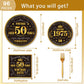 EUOYUFO 96PCS 50th Birthday Plates and Napkins Party Supplies 50th Birthday Decorations for Men 50th Anniversary Decorations Vin