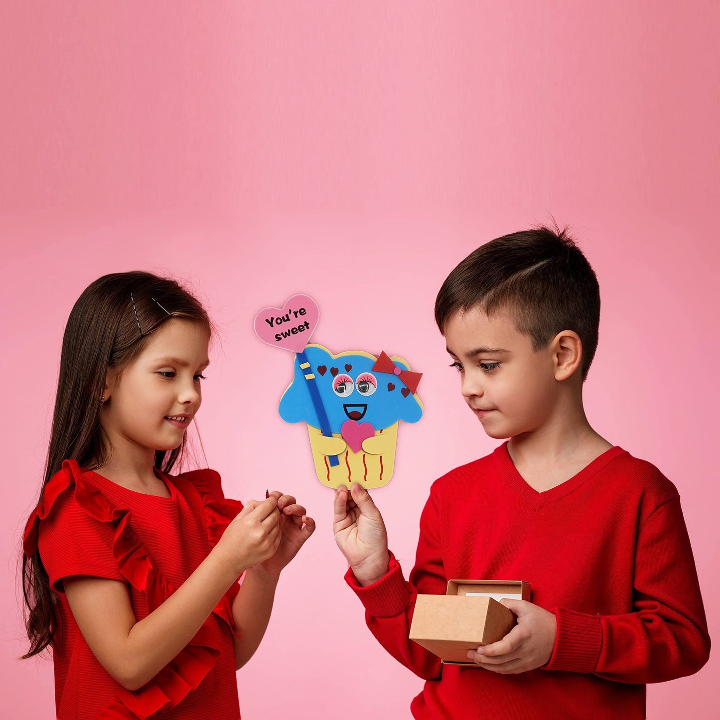 4Es Novelty Valentines Crafts for Kids Foam (Makes 12) Magnet Cupcake & Heart Cookie Kit Valentines Day Crafts for Kids Bulk fo