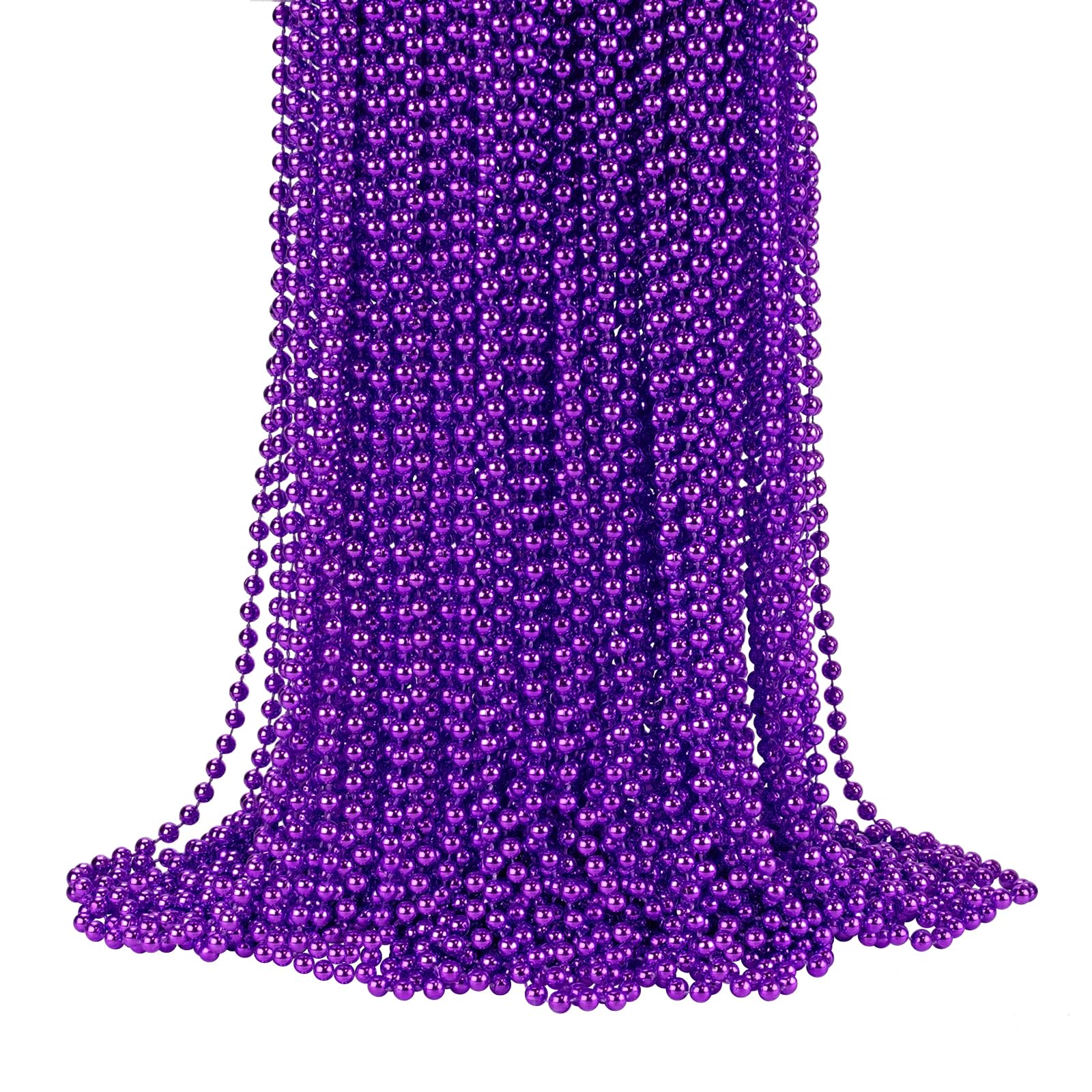 YAXINRUI 72 PCS Purple Bead Necklaces, Purple Mardi Gras Beads, Halloween Beads Necklaces, 33 Inch 7 mm Round Beaded Necklaces C