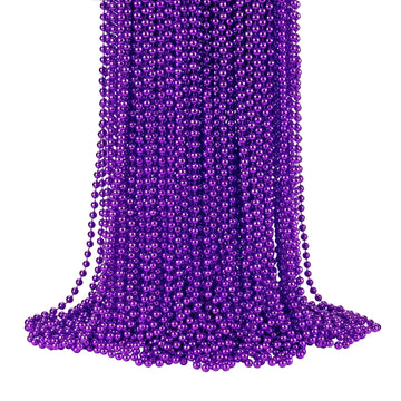 YAXINRUI 72 PCS Purple Bead Necklaces, Purple Mardi Gras Beads, Halloween Beads Necklaces, 33 Inch 7 mm Round Beaded Necklaces C