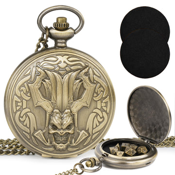 Kabinka DND Dice Set, 7pcs Mini Metal Dice with Pocket Watch Shell, Portable D&D Dice with Necklace, Dungeons and Dragons Dice f