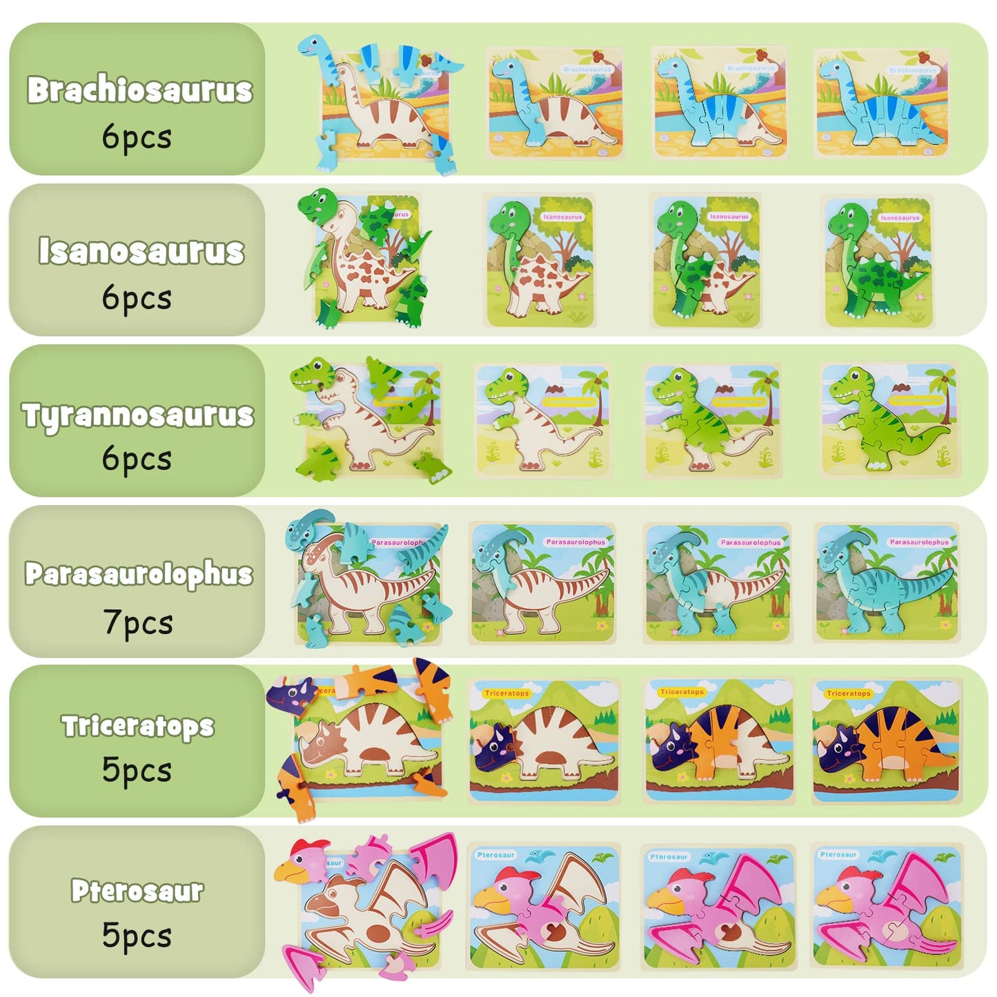 Toy Life Toddler Puzzles Ages 2-4, Wooden Puzzles For Toddlers 1-3, 7 Piece Dinosaur Puzzle 2 Year Old, Toddler Puzzles Ages 1-3, Toddler Boy Toys 2-3, Educational Toys For Toddlers 3-5