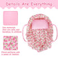 Rakki Dolli Doll Carry Cot Set, Sweet Dreams Soft Bassinet Doll Carrier Includes 1 Cot And 1 Pillow, Pink Flower Doll Bassinet,