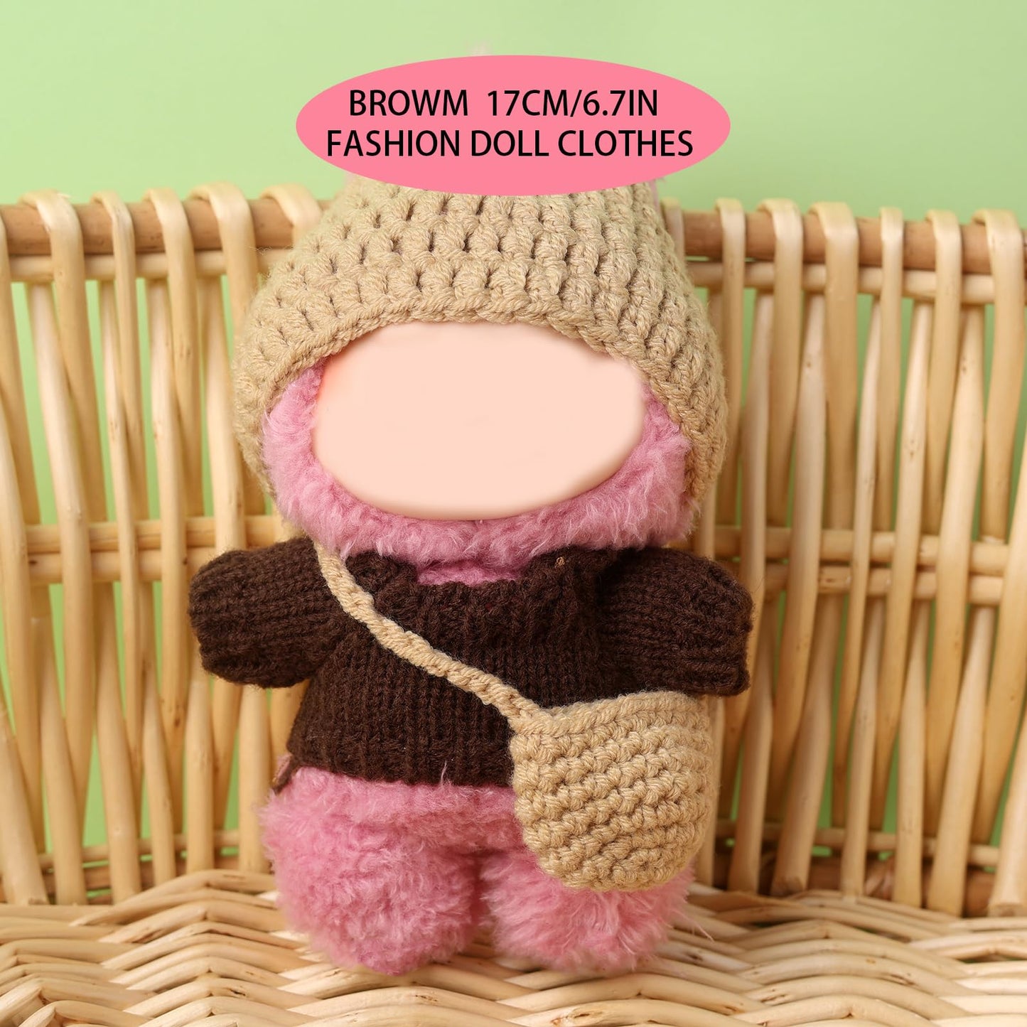 17cm Clothes Set(NO Doll)  Cute Hat & Unique Sweater Dress-up Set  Handmade Clothing Designed for 17cm Doll.(Sweater(Brown))