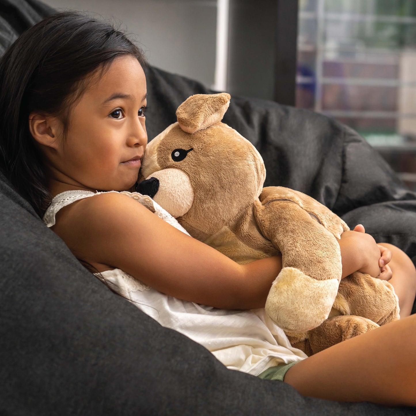 Hugimals Charlie The Puppy 4.5 Lb Heavy Cute Weighted Comfort Plush Large Unscented Self Care Stuffed Animal For All Ages - Kids, Teens And Adults