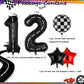 Race Car Birthday Balloons 40 Inch Racetrack Number Balloon 12 Black Boys 12St 21St Birthday Race Car Theme Party Decor Supplies