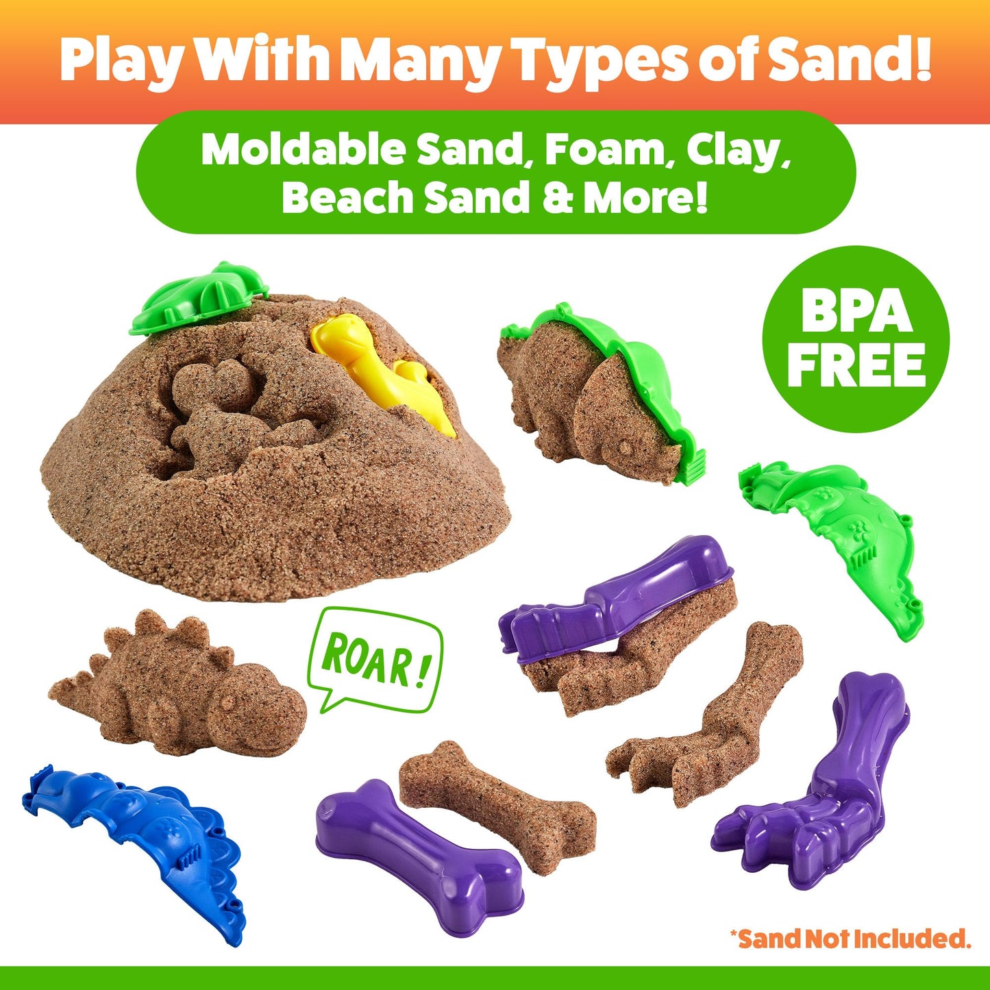 USA Toyz Dinosaur Sand Molds Beach Toys for Kids- 23pk Sand Building Kit Sandbox Toys for Toddlers, Compatible with Molding Clay