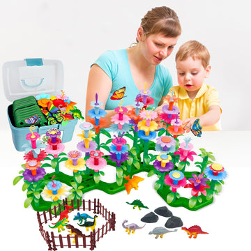 Leetous Birthday Toys Gifts For 2 3 4 5 6 Years Old Toddlers Boys Girls (167Pcs), Dinosaur Flower Garden Building Blocks,Fine Mo