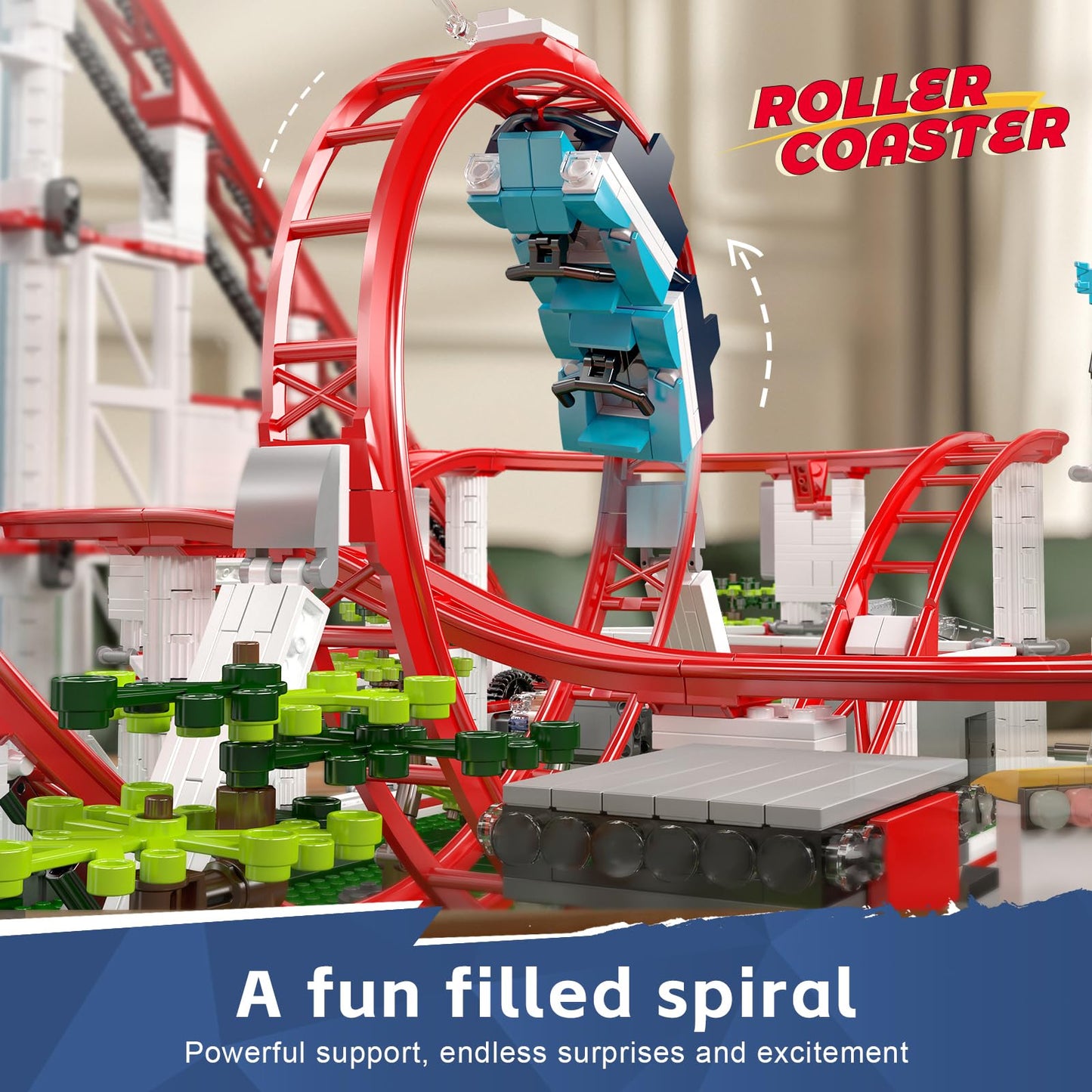 Mould King Roller Coaster Building Kit - 3646 Pieces, Plastic Amusement Park Track Toy, Perfect Gift for Adults