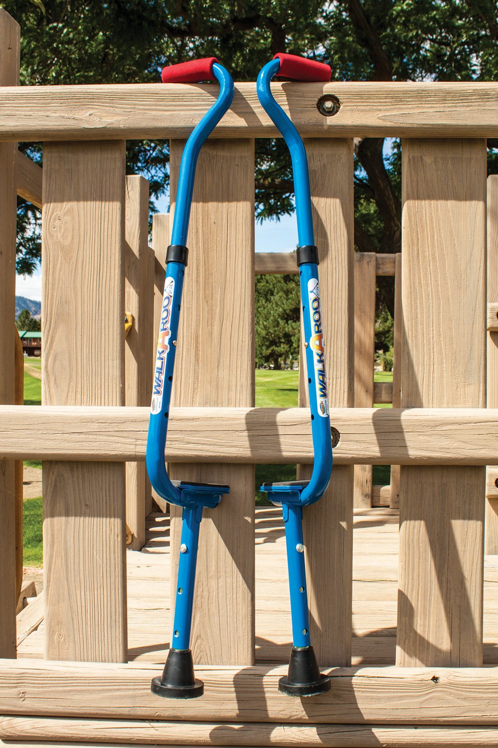 Geospace Adjustable Steel Wee Balance Stilts for Kids, Blue, Large, Model 11115, Up to 120 lbs, Indoor/Outdoor Play and Exercise