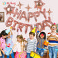 23Pcs Birthday Balloons Banner, 3D Rose Gold Mylar Foil Letter Happy Birthday Banner With 5Pcs Star Balloons Kits For Kids Girls